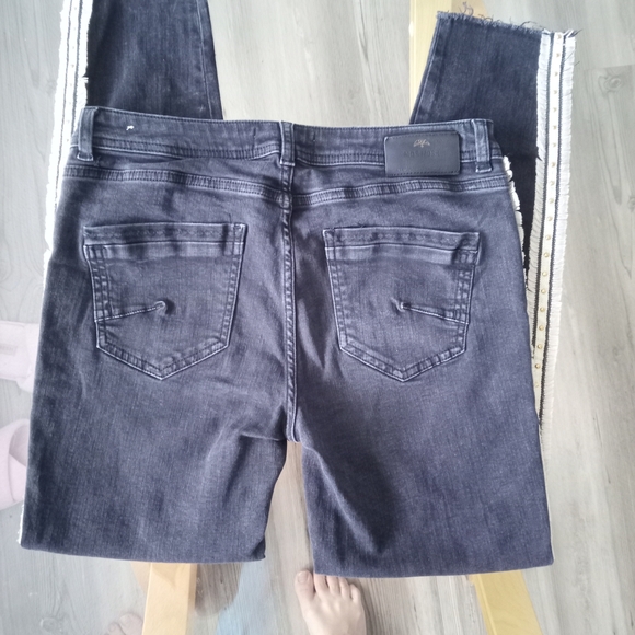 Black Mos Mosh Jeans with White Stripes - Picture 6 of 7